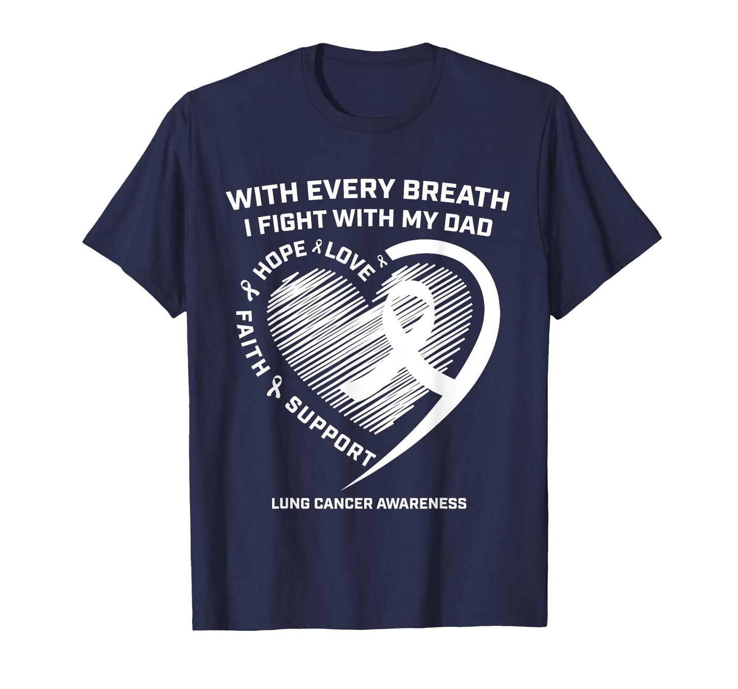 Dad Lung Cancer Awareness Gifts White Ribbon Lung Cancer Dad T-Shirt