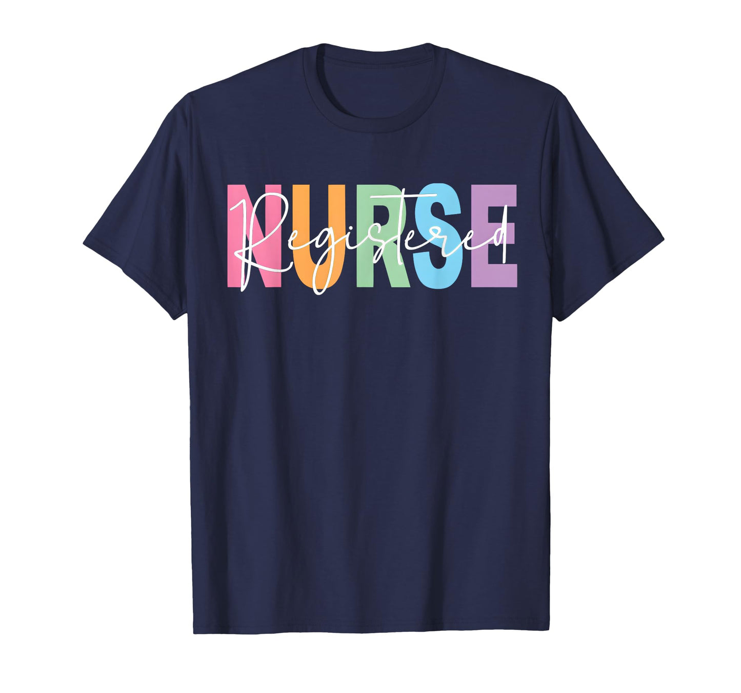 Boho Retro Registered Nurse RN Pastel Letters Cute Nursing T-Shirt