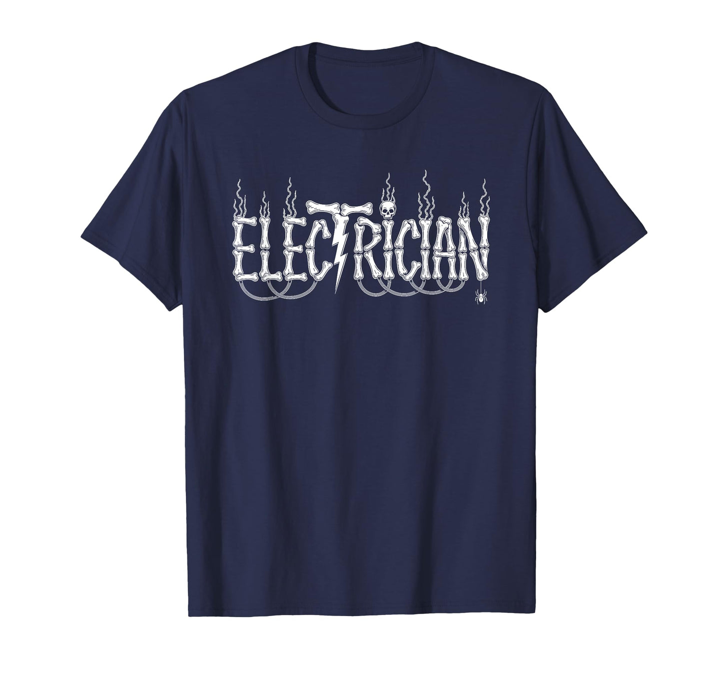 Electrician Skull and Bone Lettering Skeleton Halloween T-Shirt