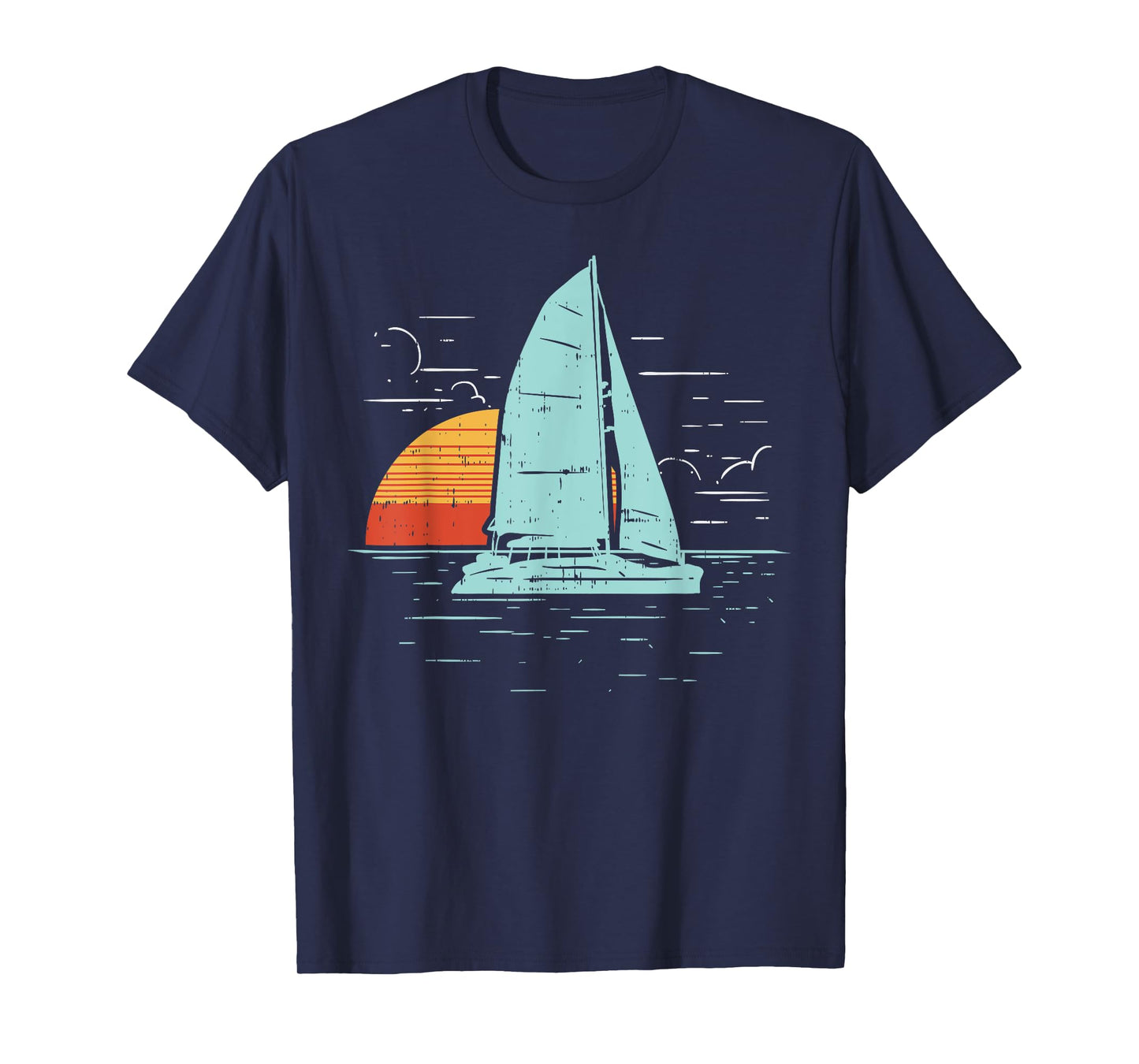 Sailboat Sunset Retro Boating Vacation Boat Sailor Gift T-Shirt