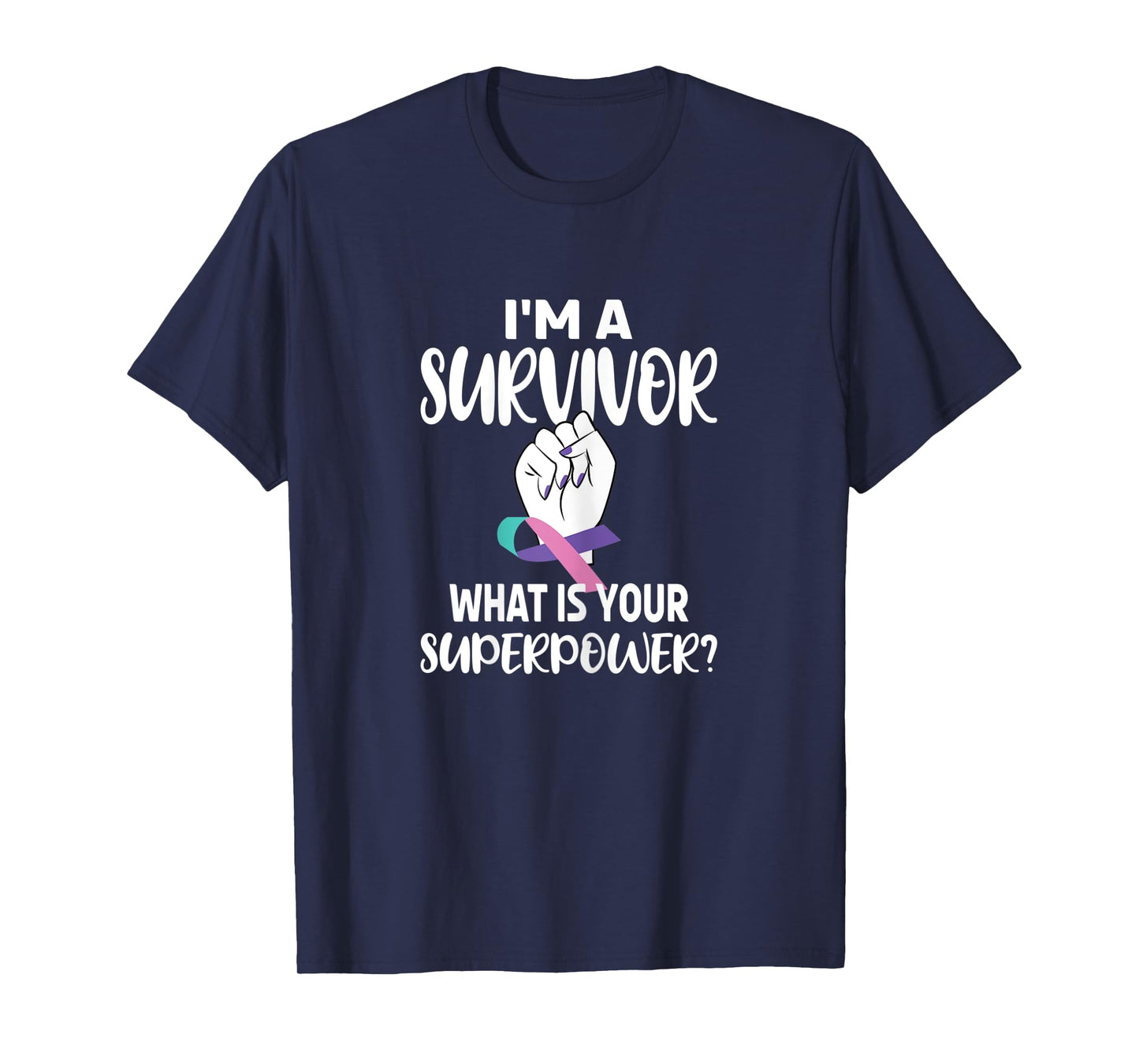 Womens I'm A Survivor Cancer Ribbon Thyroid Cancer Awareness T-Shirt