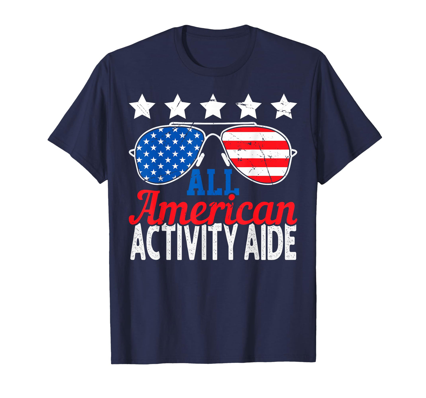 All American Activity Aide USA Flag Sunglasses 4th of July T-Shirt for Women Men