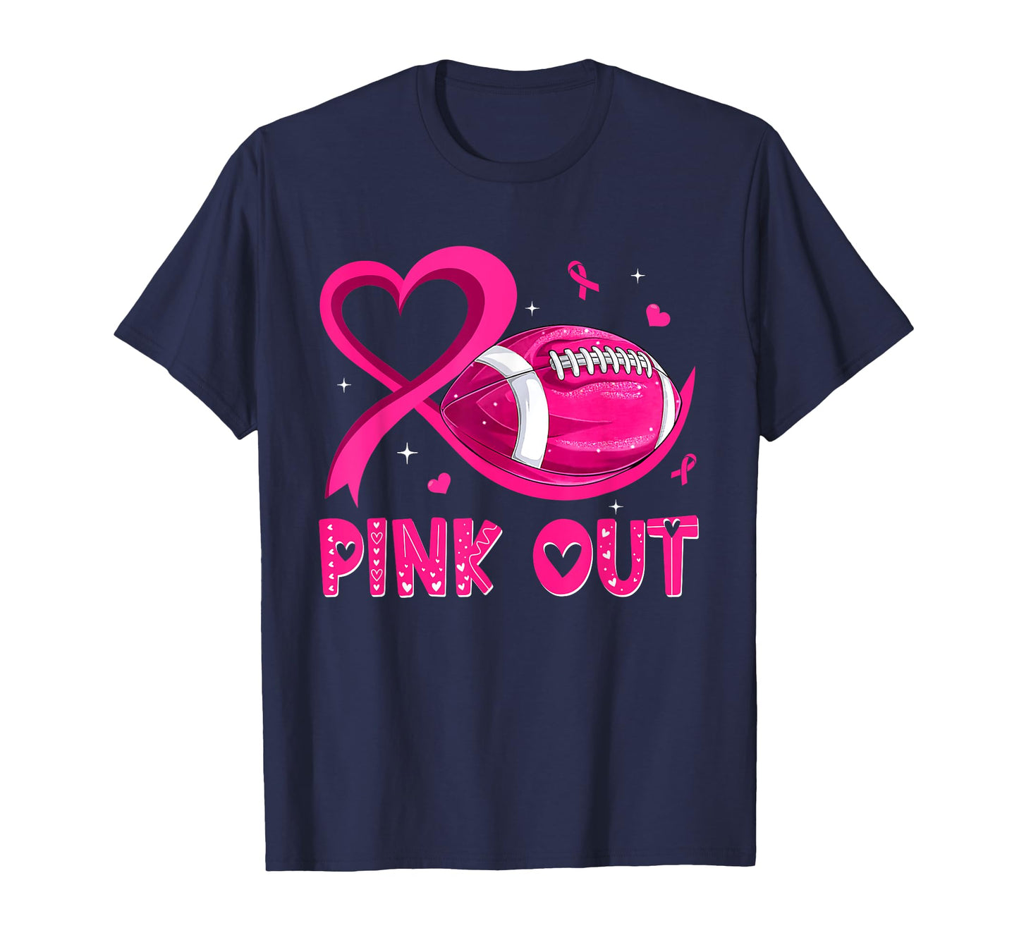 Pink Out Breast Cancer Awareness Football Pink Ribbon Women T-Shirt