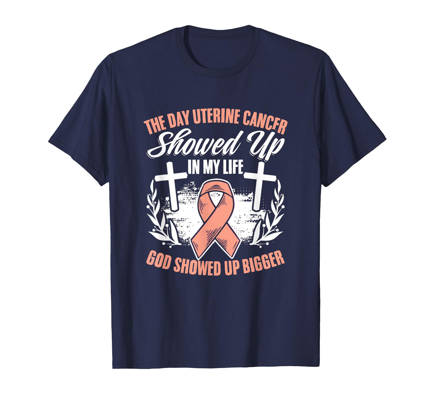 Showed Up Endometrial Cancer Uterine Cancer Awareness T-Shirt