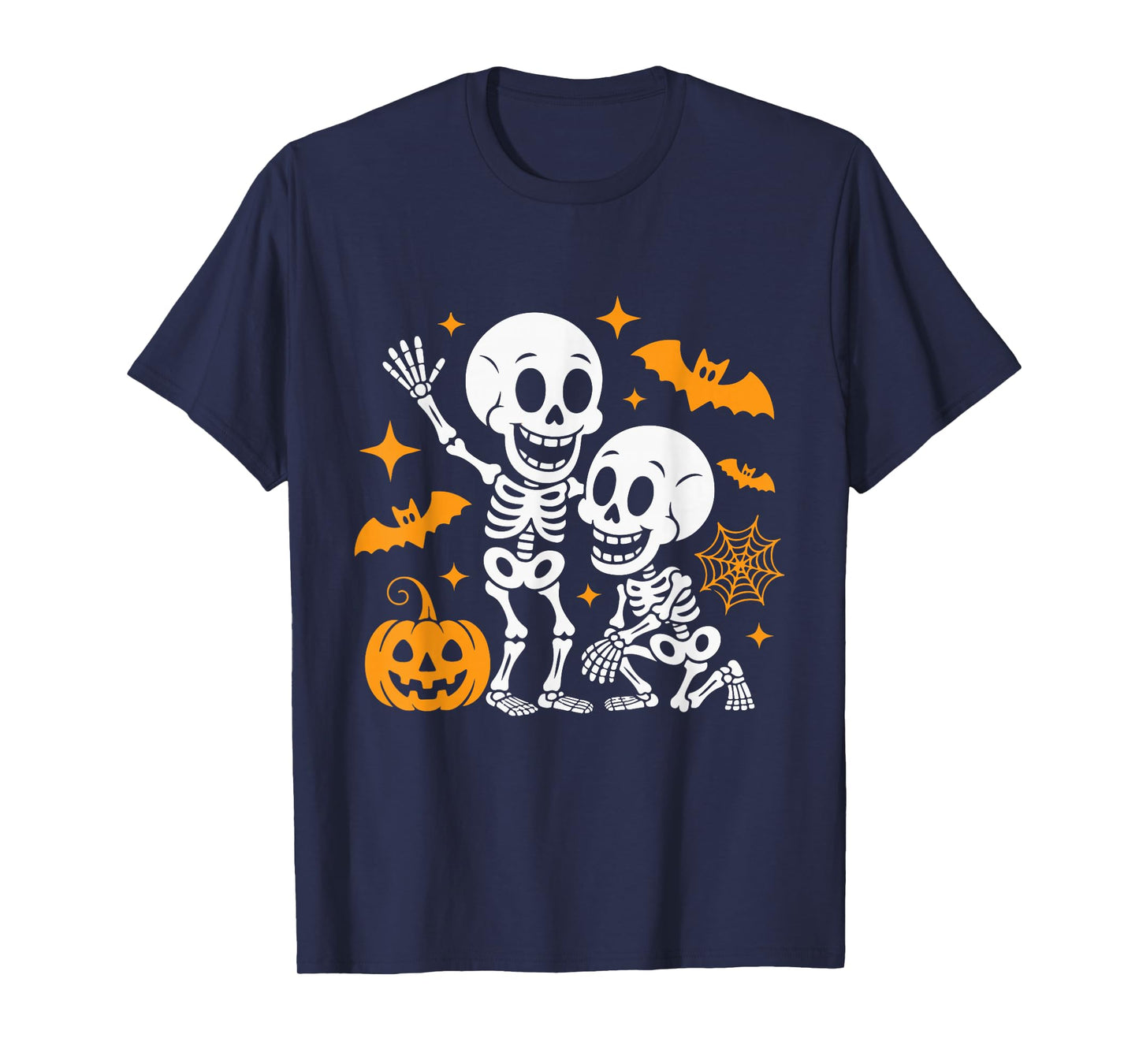 Cute Funny Halloween Skeleton Pumpkin Bat Costume T-Shirt