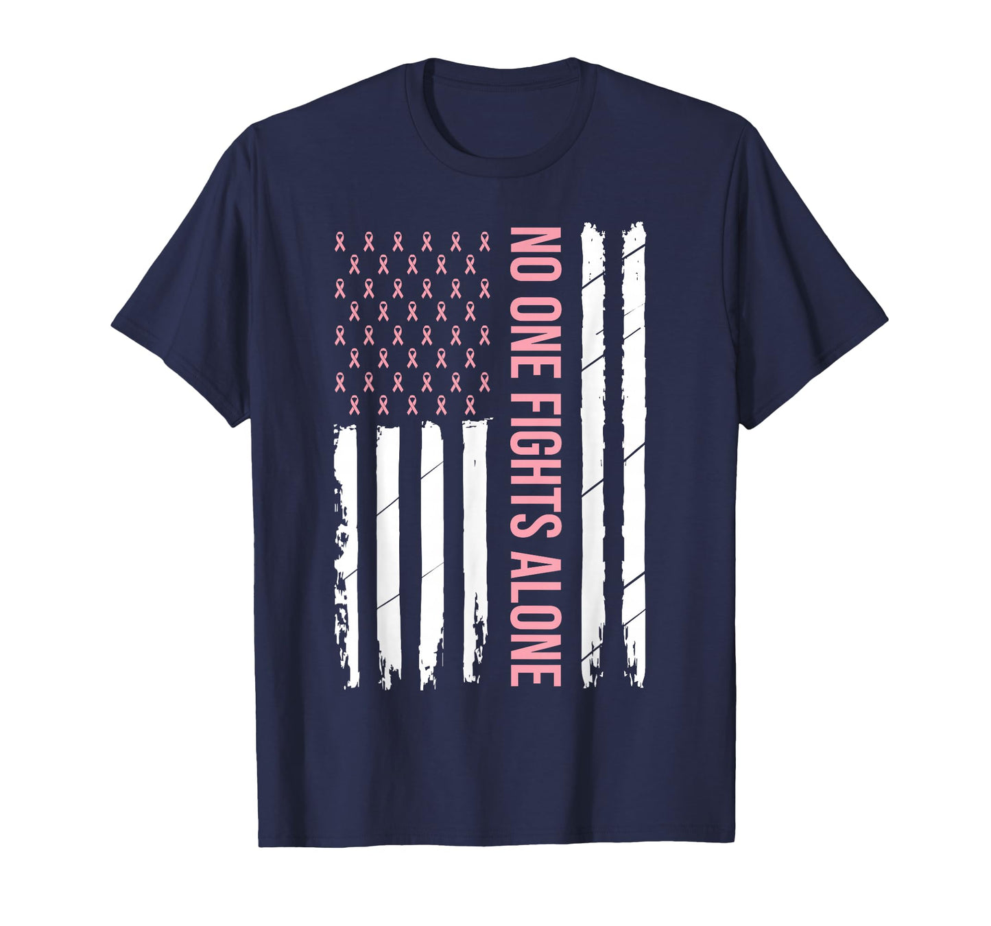 Breast Cancer Awareness Pink Ribbon USA American Flag Men T-Shirt