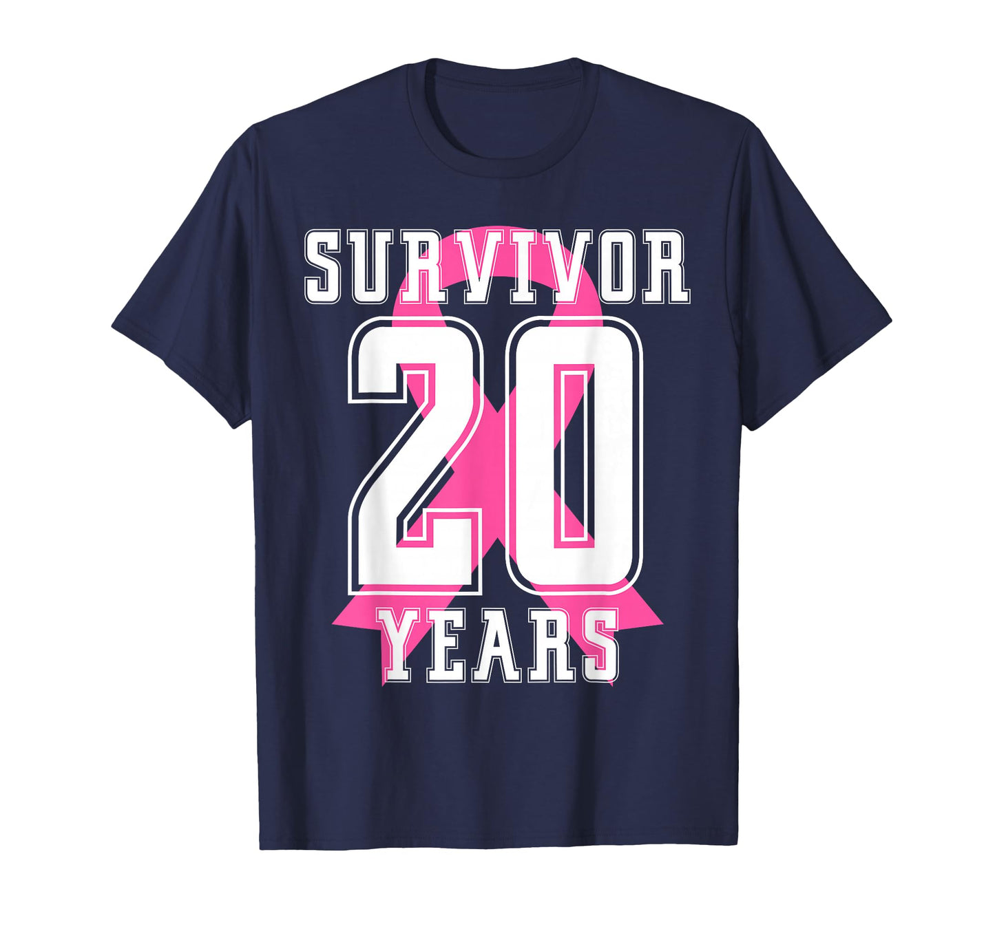 20 Years Free Survivor Breast Cancer Awareness Pink Ribbon T-Shirt