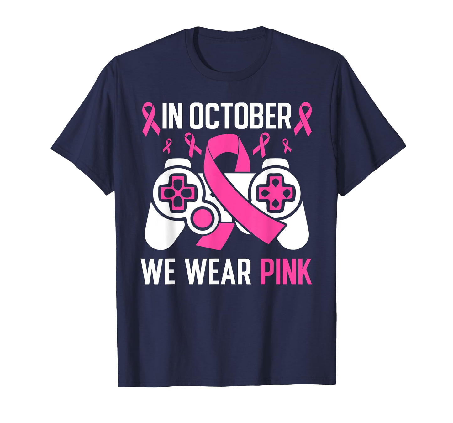 In October We Wear Pink Breast Cancer Gaming Kids Boys Youth T-Shirt