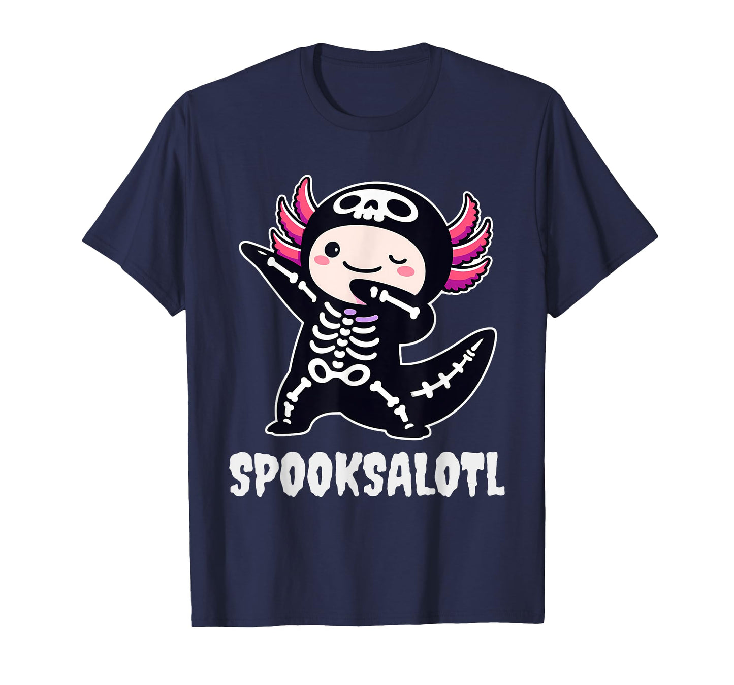 Spooksalotl Axolotl Skeleton Halloween for Kids Boys Girls T-Shirt