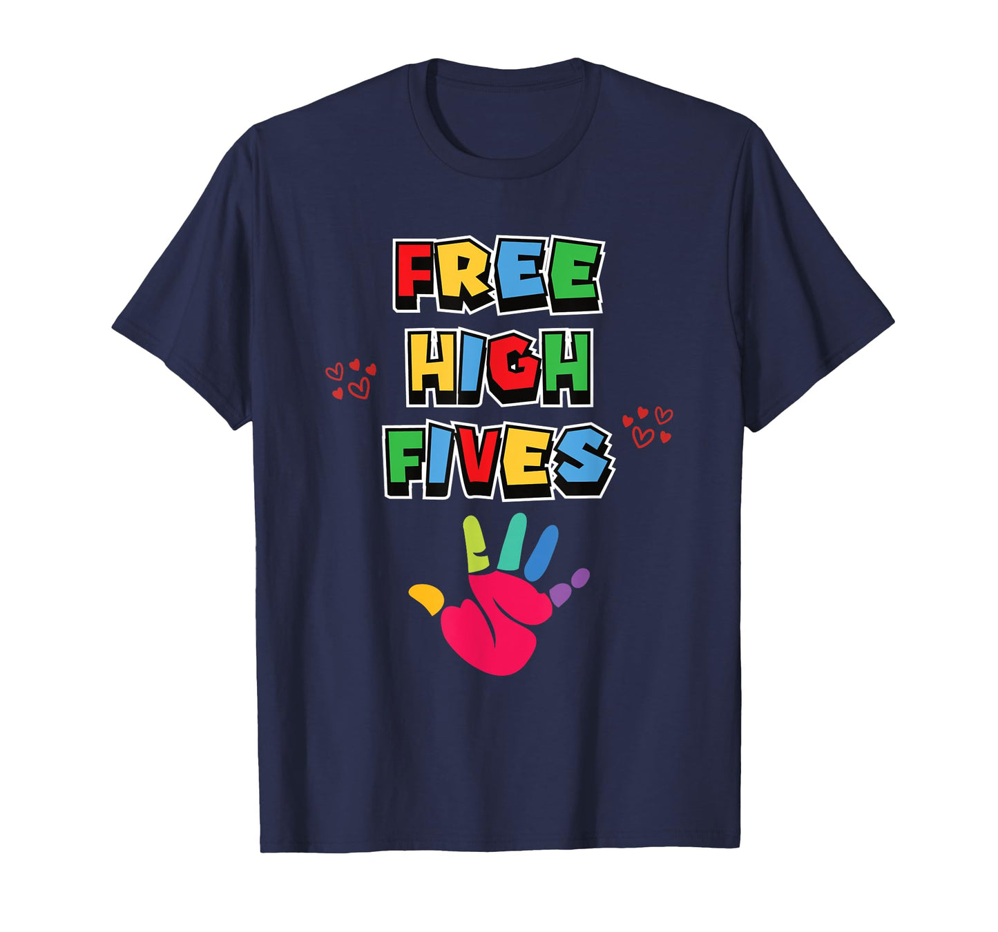 Free High Fives Funny Colorful Hand Signs Kids Boys Girls T-Shirt