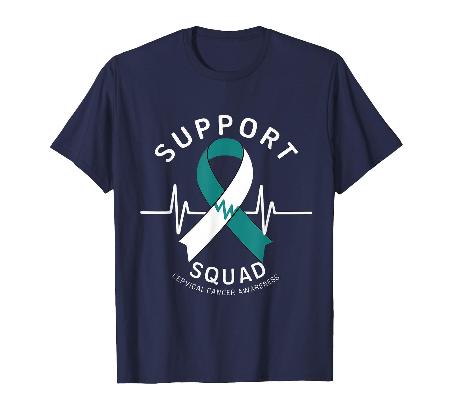 Cervical Cancer Awareness Teal Ribbon Support Squad Pulse T-Shirt