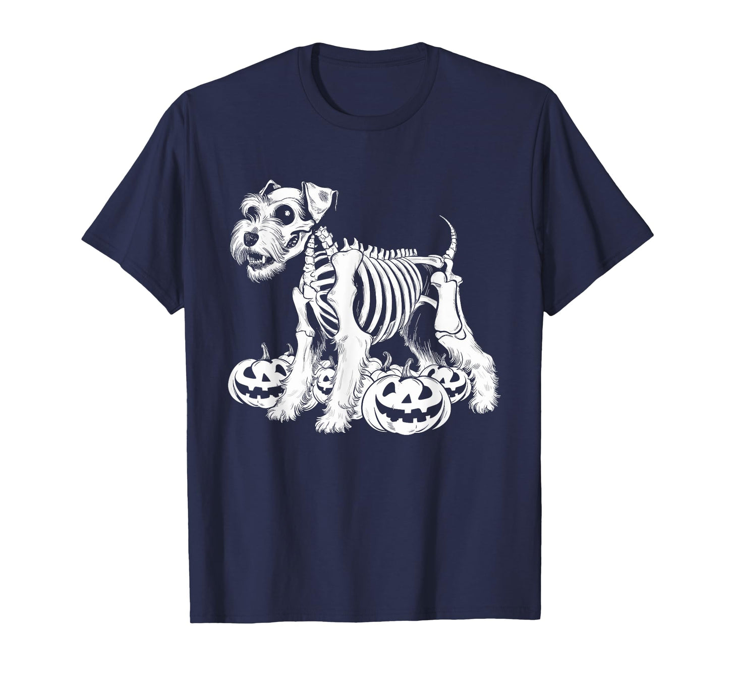 Miniature Schnauzer Skeleton Birthday Halloween Mens Womens T-Shirt