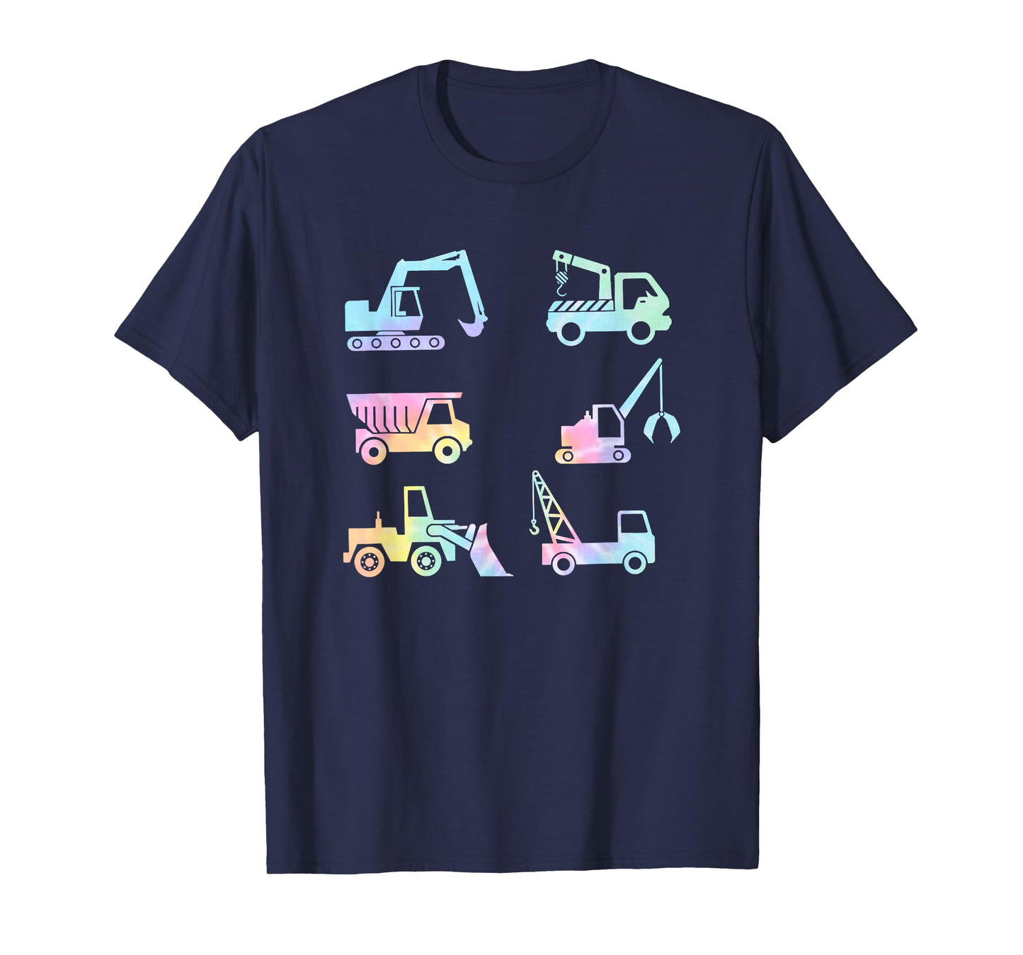 Boys Kids Toddlers Adults Funny Construction Trucks Tie Dye T-Shirt