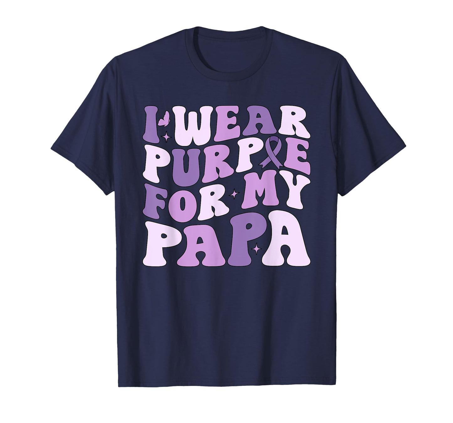 I Wear Purple For My Papa Pancreatic Cancer Awareness Kids T-Shirt