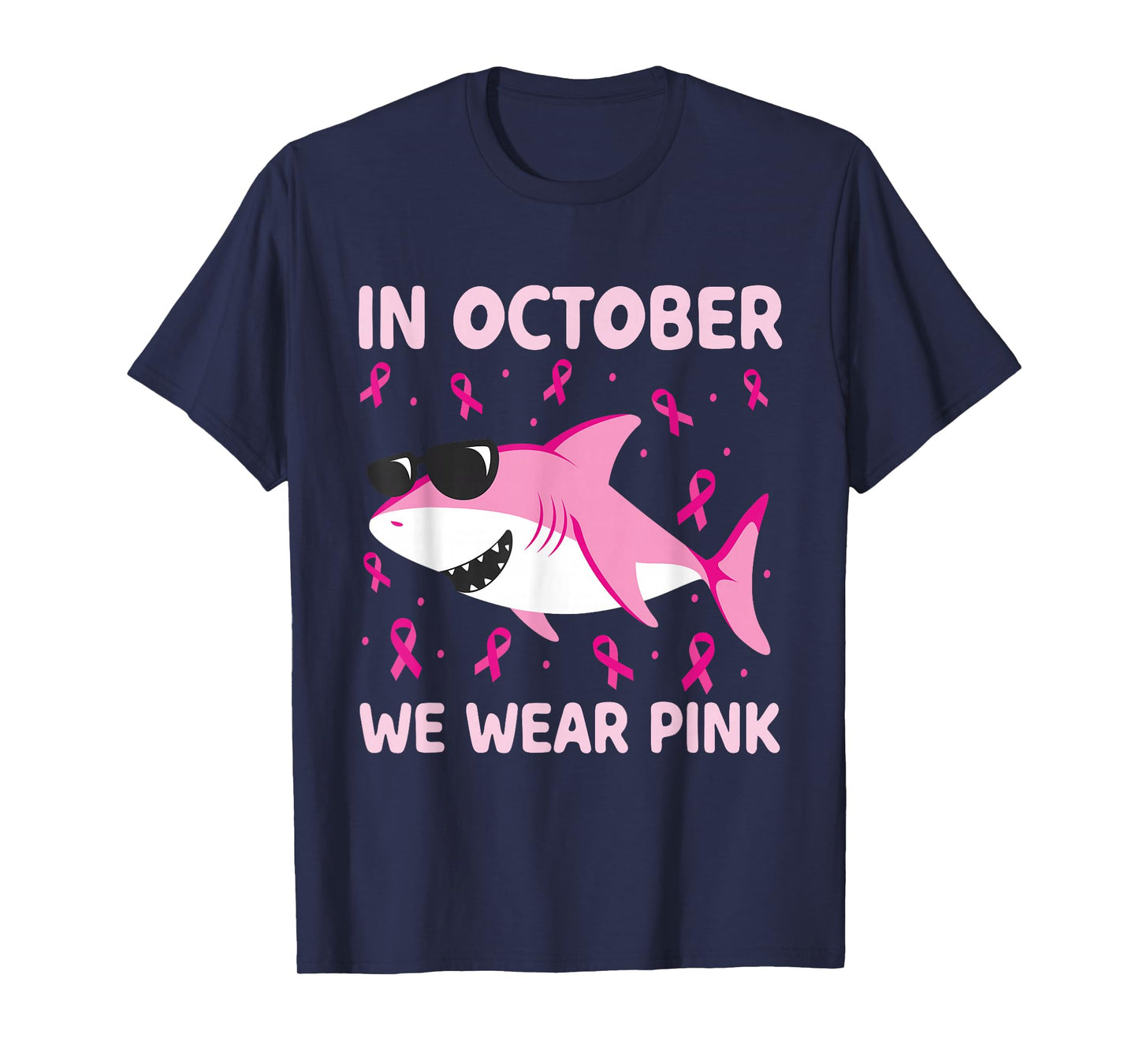 Breast Cancer Shirts Kids Shark In October We Wear Pink Boys T-Shirt