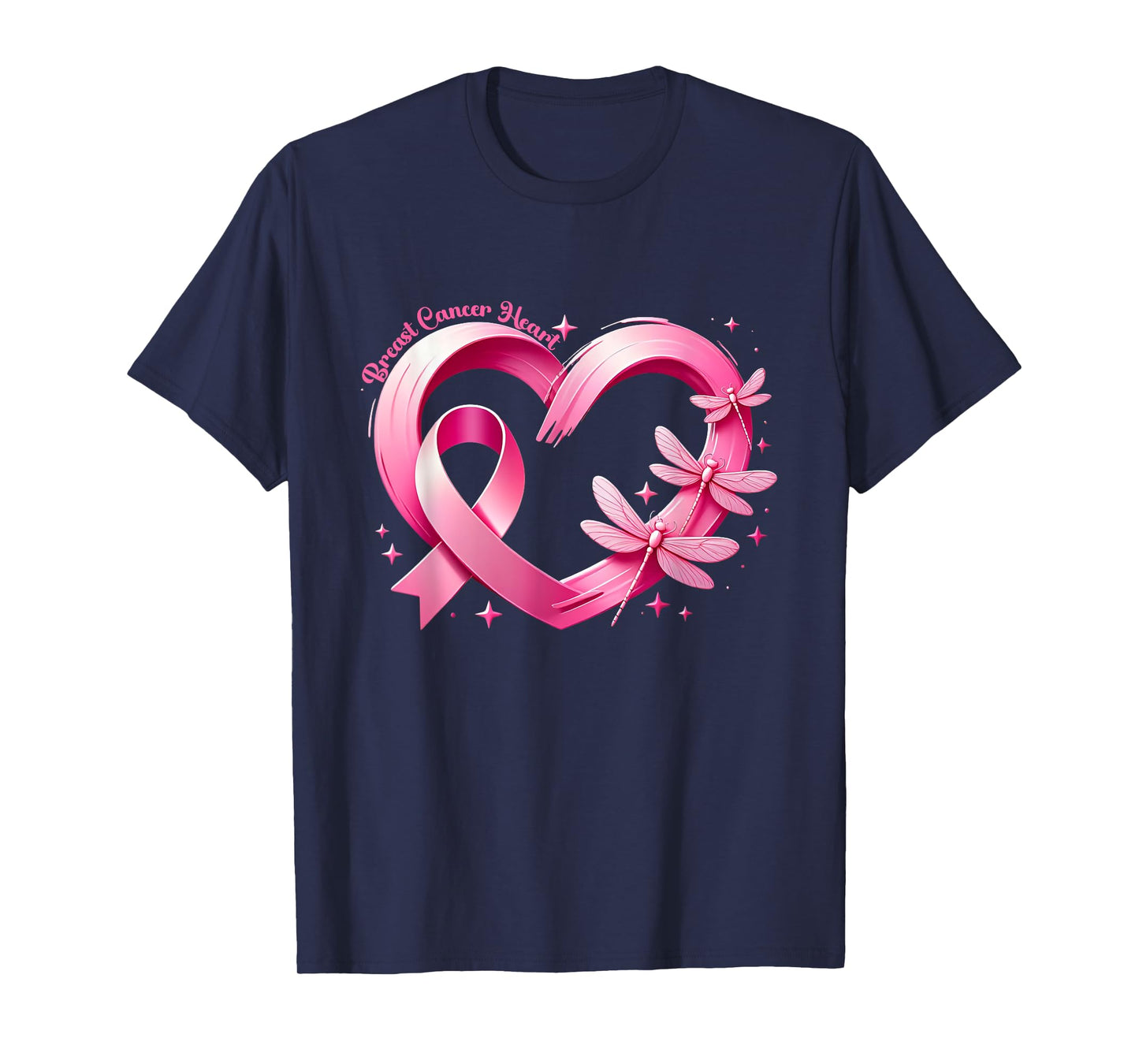 Heart Dragonflies Breast Cancer Awareness Women Kids Men T-Shirt
