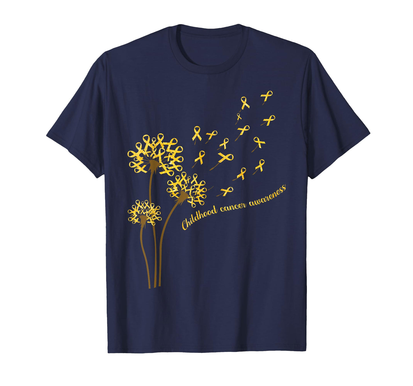 Childhood Cancer Awareness Dandelion Flower Gold Ribbon T-Shirt