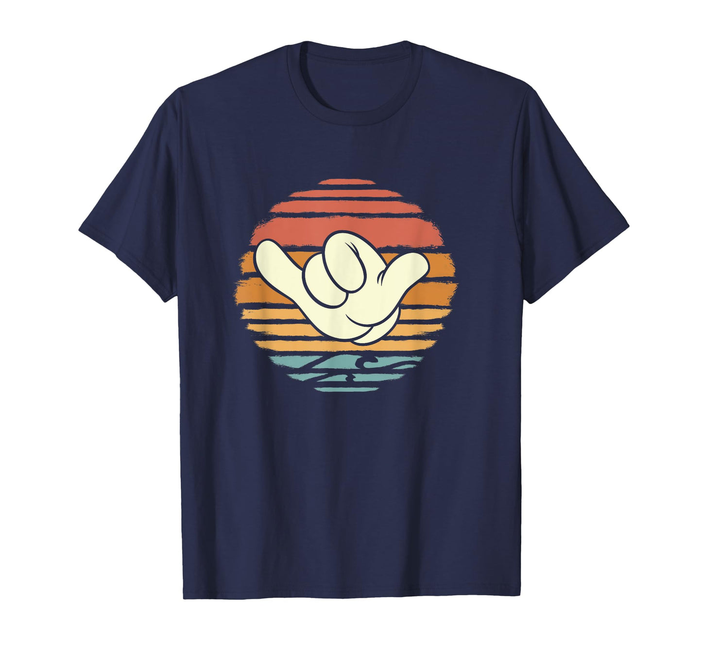 Disney Mickey And Friends Hand Shaka Sign Sunset Vintage T-Shirt