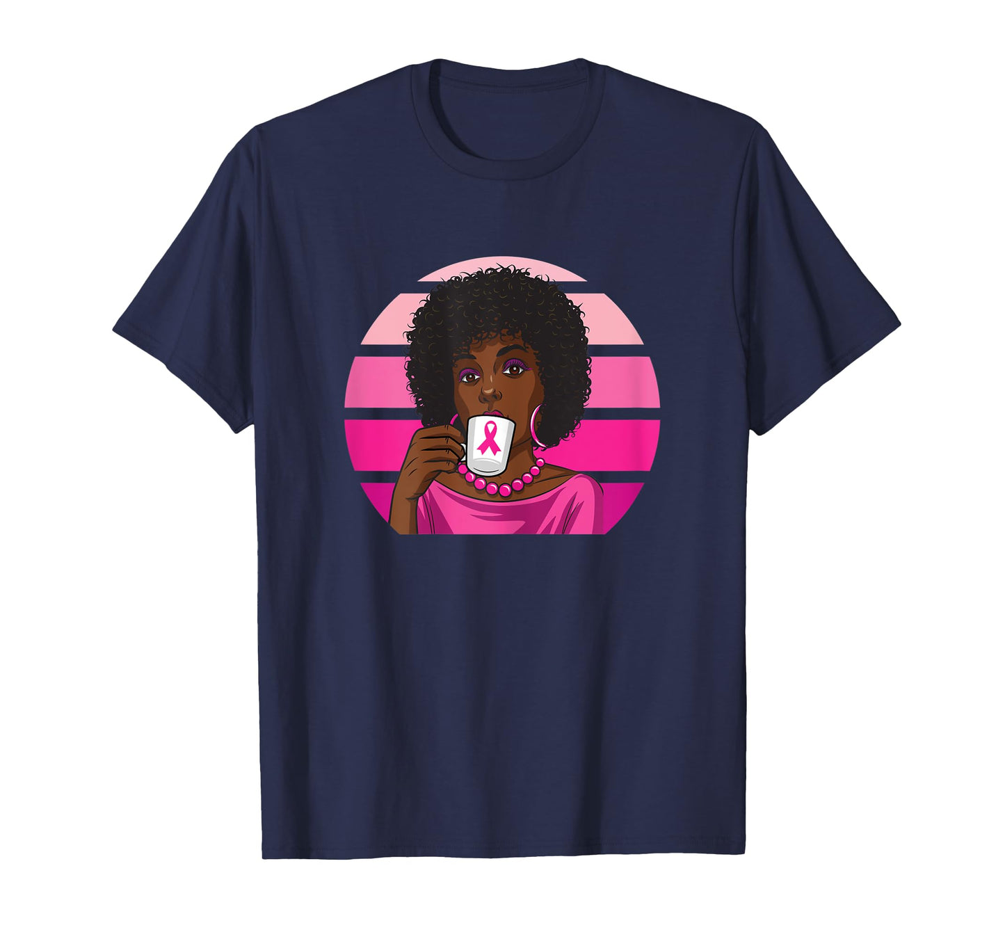 Black Women Breast Cancer Melanin African American Afro T-Shirt