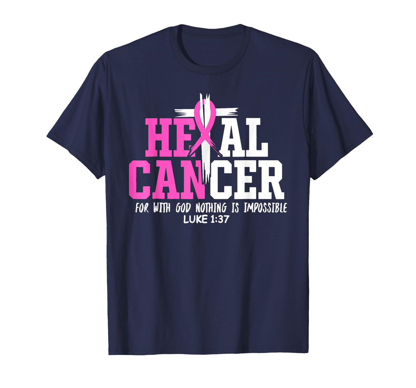 Heal Cancer Believe God Vintage Breast Cancer Awareness T-Shirt