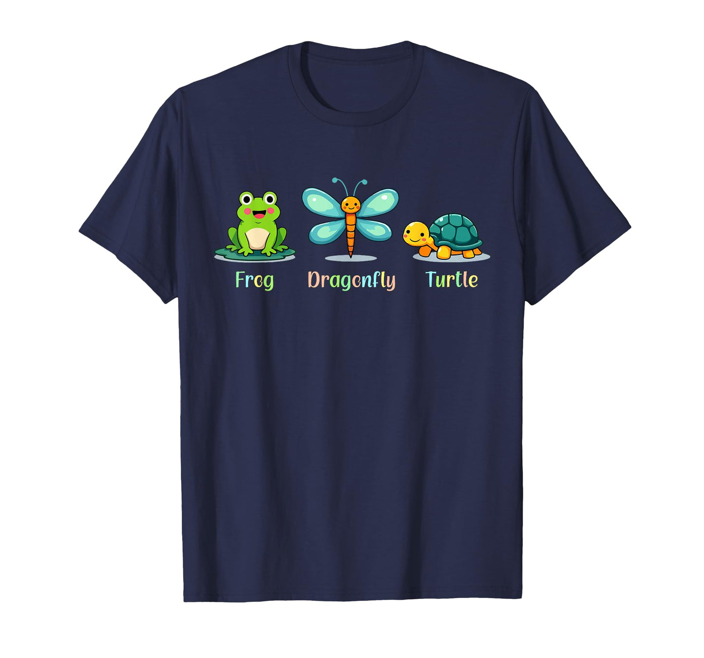 Funny Cute Frog Dragonfly Turtle Adorable Outdoor Animals T-Shirt