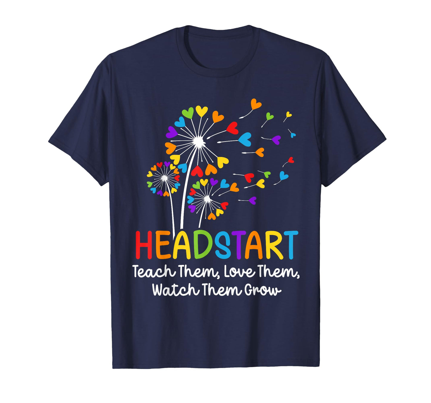 Teach Them Love Them Head start Dandelion Flower Early Childhood Educator T-Shirt - Unisex-Adults, Black, Small, Short Sleeve, Modern, Birthday-Themed, Cotton Blend, Machine Wash