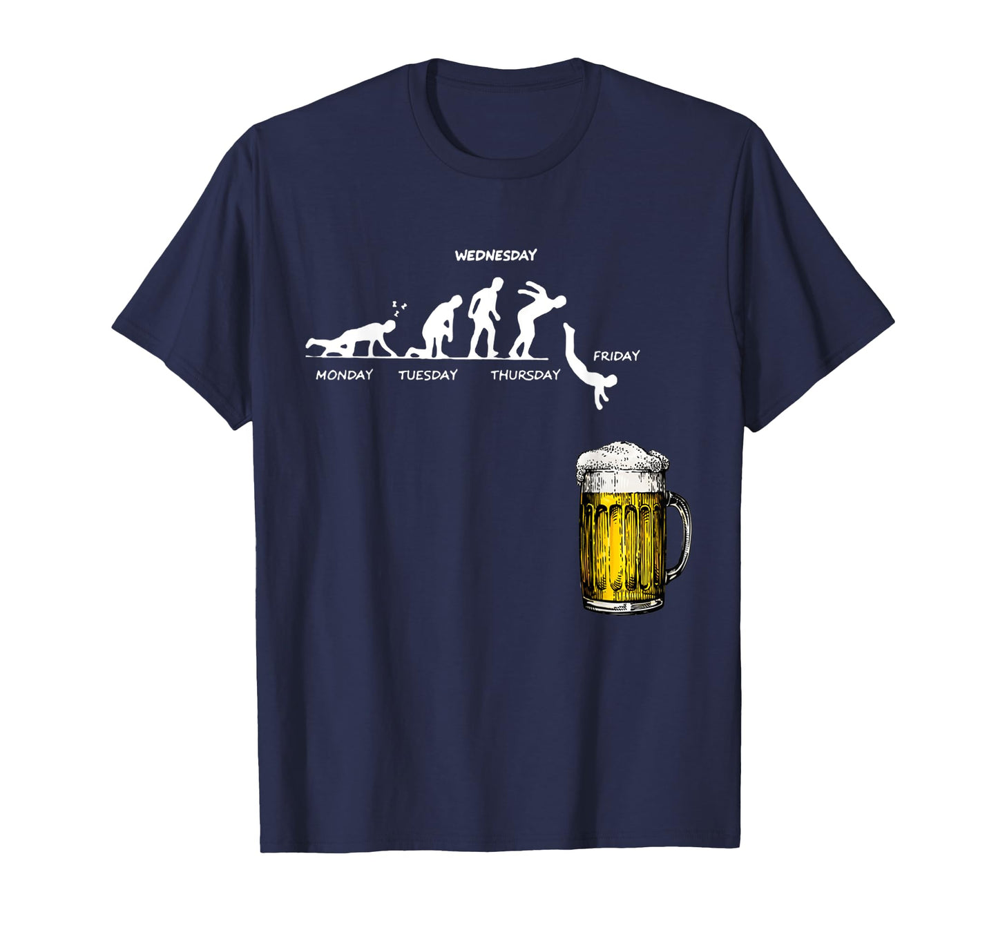 Monday Friday Stick Human Beer Weekly Jump Energy Sarcasm T-Shirt