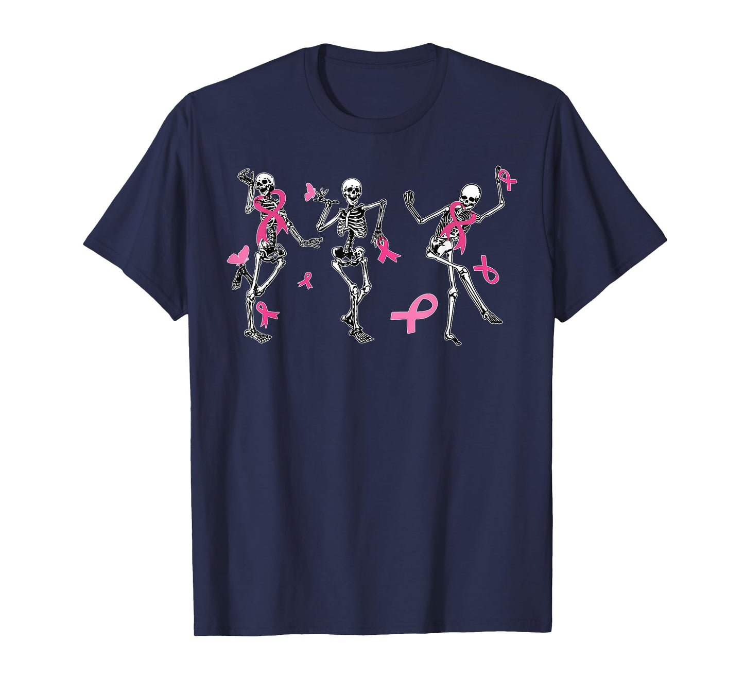 Dancing Skeletons Breast Cancer Month Pink Ribbon Halloween T-Shirt