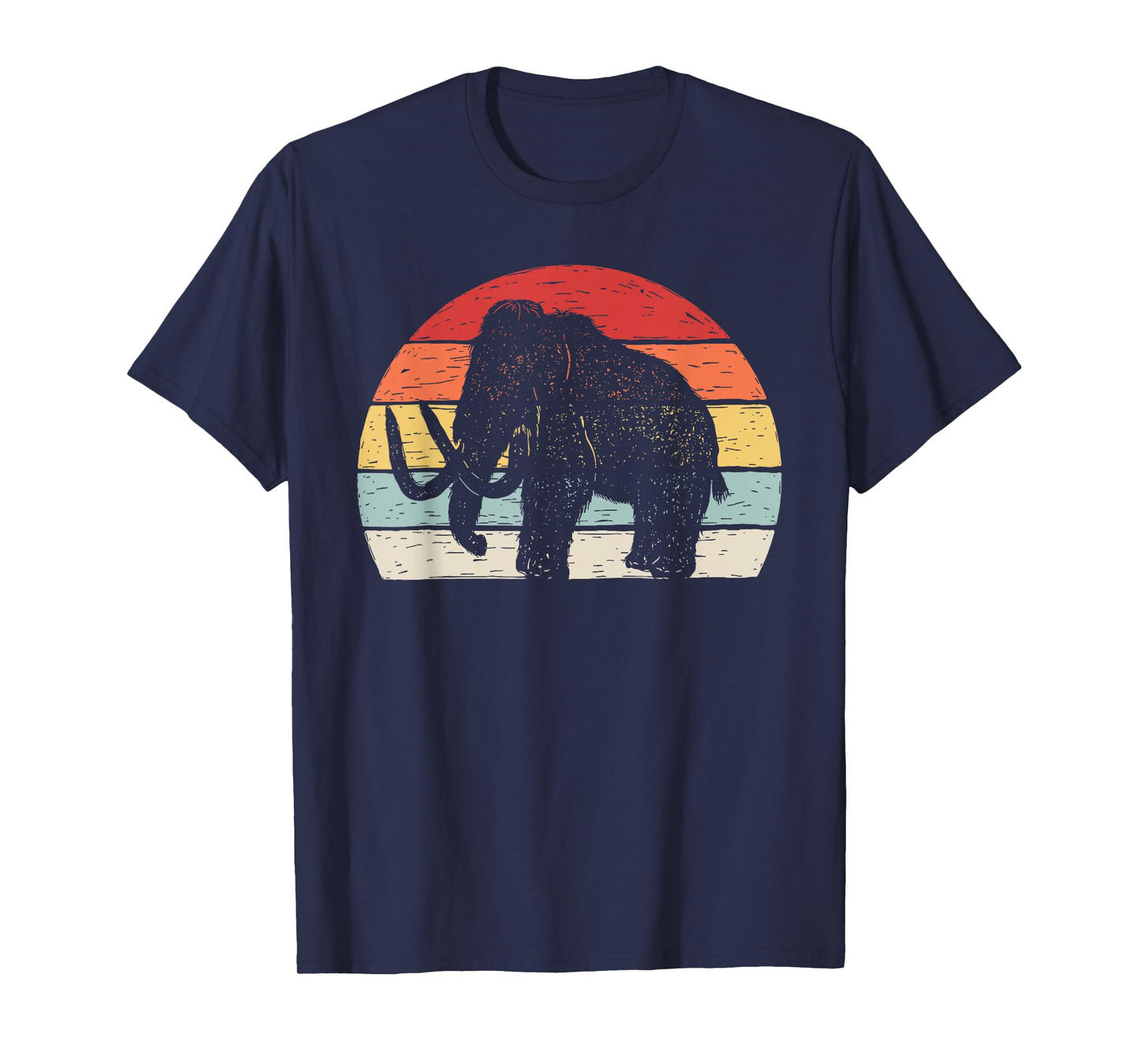 Catch Some Rays Vintage Retro Woolly Mammoth T-Shirt - Black, Unisex-Adults, Small, Short Sleeve, Crew Neck, Modern Vintage, Animal-print-t-shirts