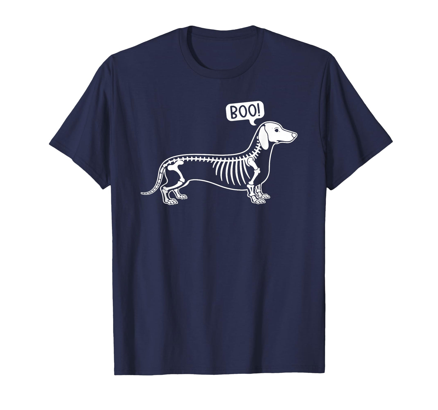 Dachshund Dog Boo Ghost Halloween Skeleton Trick or Treat T-Shirt