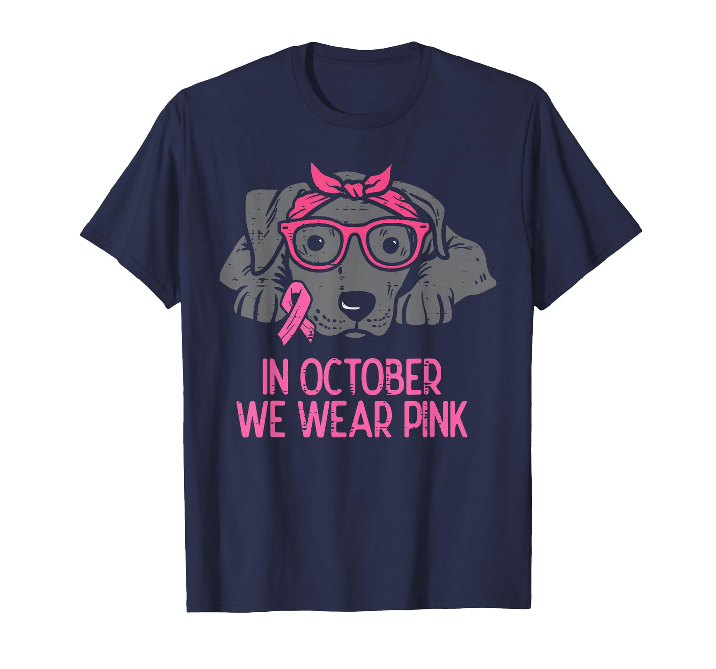 In October We Wear Pink Pitbull Dog Breast Cancer Awareness T-Shirt