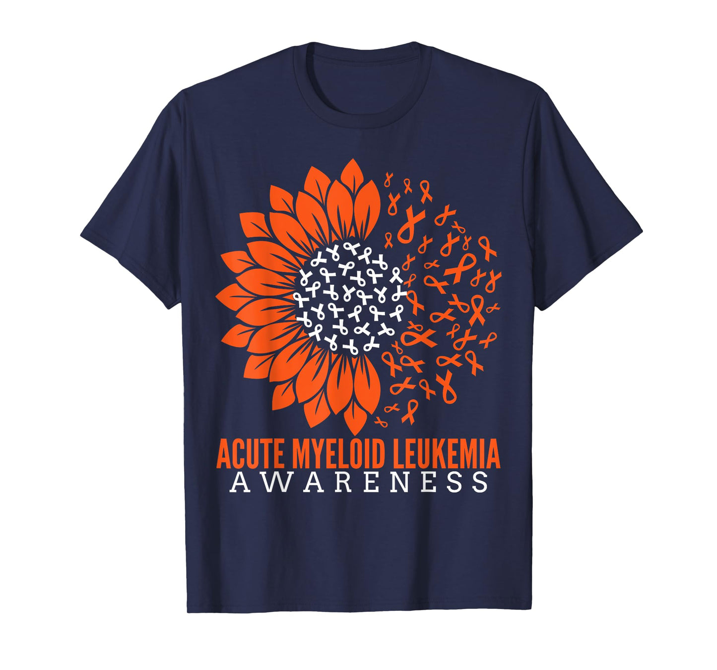 Acute Myeloid Leukemia Awareness Sunflower Ribbon Orange T-Shirt