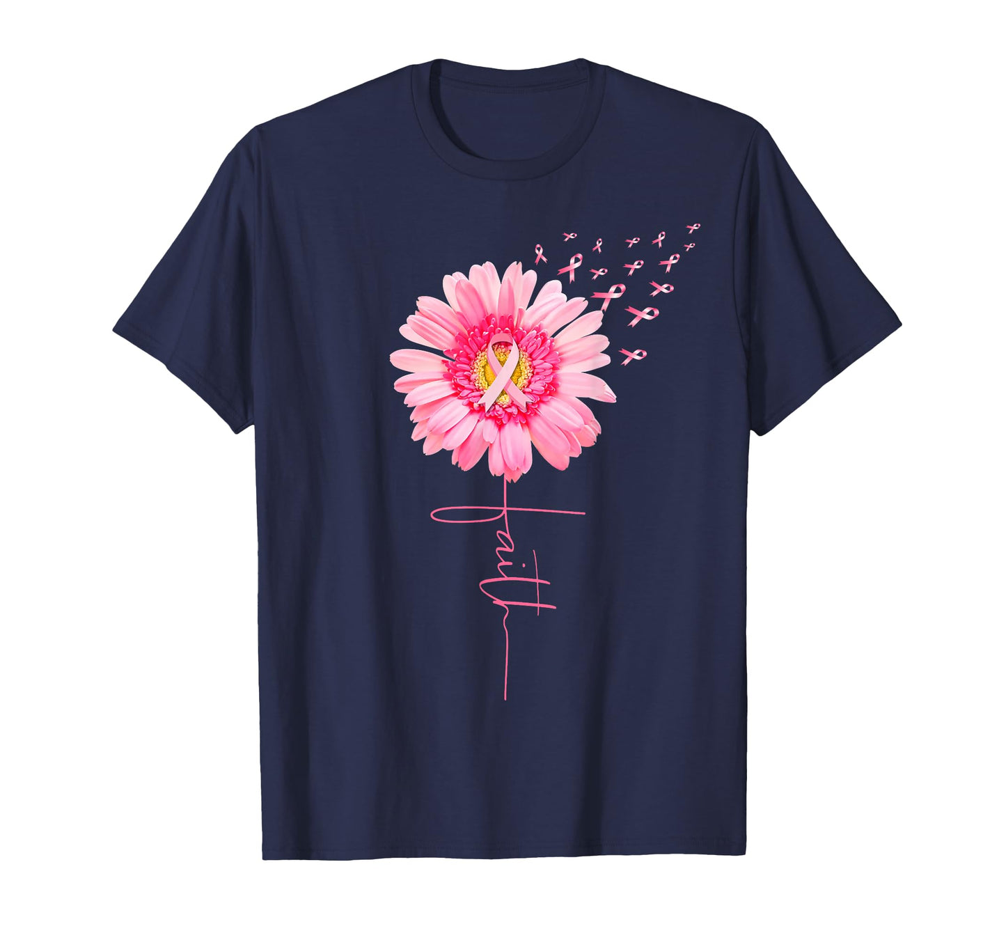 Pink Ribbon Daisy Faith - Breast Cancer Awareness Month Gift T-Shirt