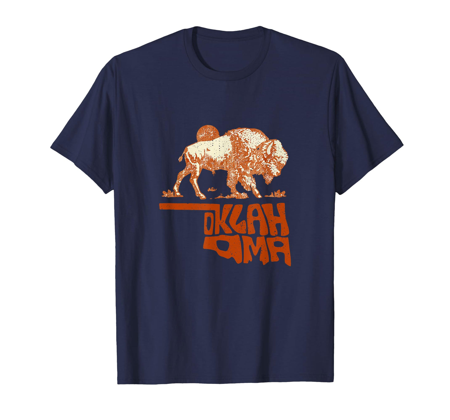 Oklahoma Map Bison Buffalo Oklahoma Souvenir Vintage T-Shirt