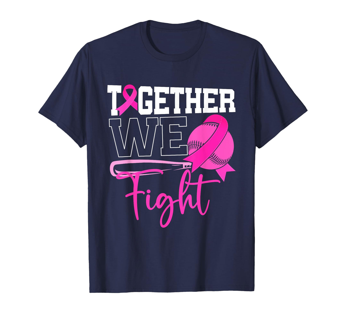 Together We Fight Softball Breast Cancer Awareness Ribbon T-Shirt