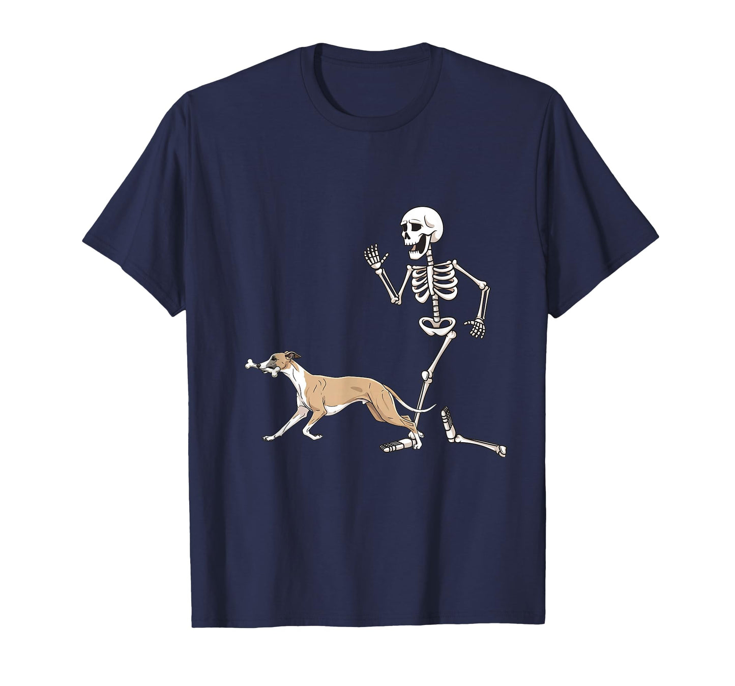 Funny Halloween Whippet and Skeleton T-Shirt