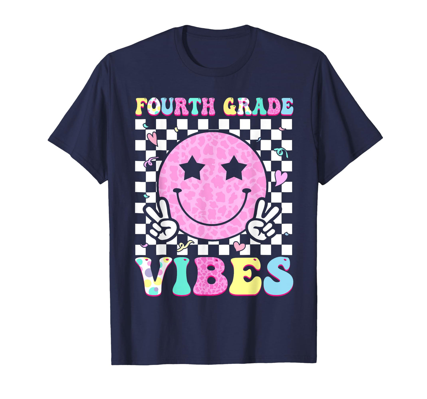 Fourth Grade Vibes Groovy Back to School 4th Grade Girls Kid T-Shirt