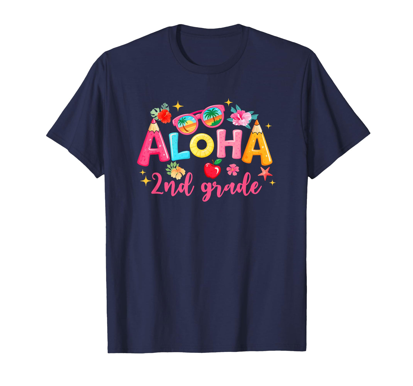 Aloha 2Nd Grade Summer Vacation Beach Teacher School Student T-Shirt
