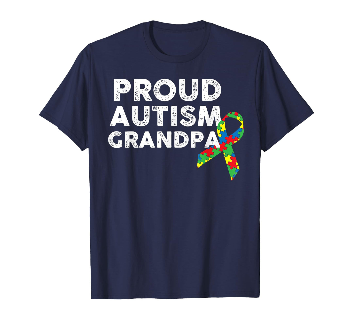 Proud Autism Grandpa Ribbon Puzzle Piece T-Shirt