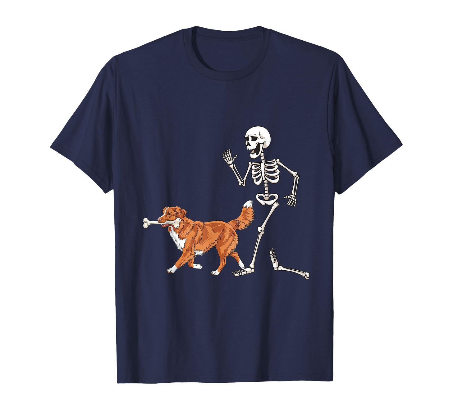 Funny Halloween Nova Scotia Retriever and Skeleton T-Shirt