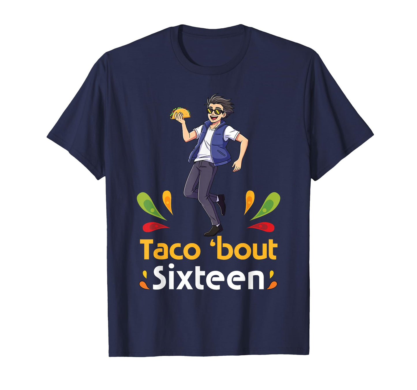 Cute Boy with Tacos Happy Birthday Taco Bout 16 Years Old T-Shirt