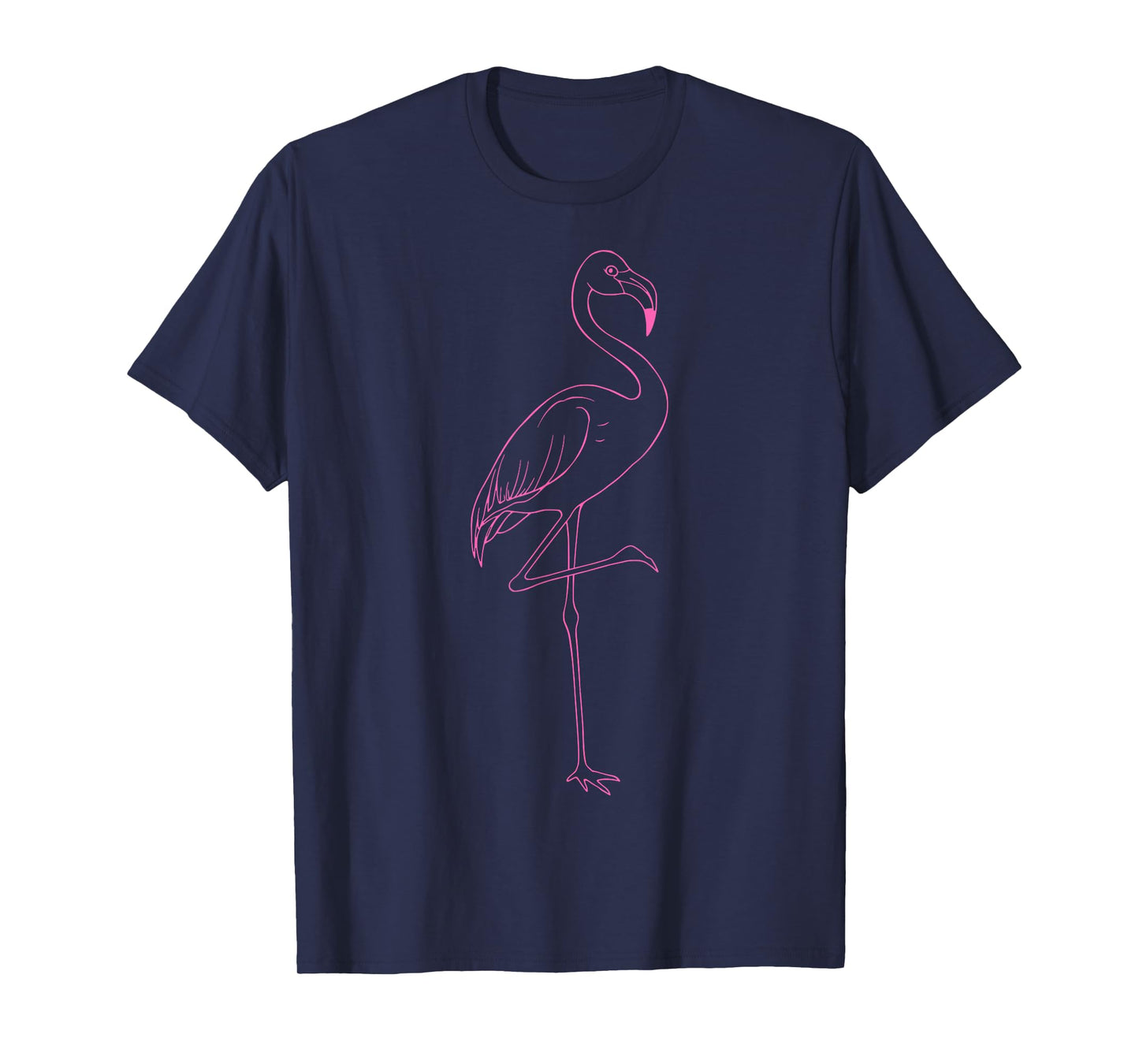 Flamingo Silhouette Elegant Pink Outline Art Outline T-Shirt