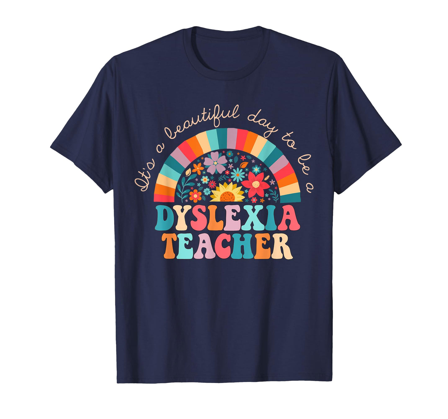 Dyslexia Teacher Retro Dyslexia SPED Therapist Rainbow T-Shirt