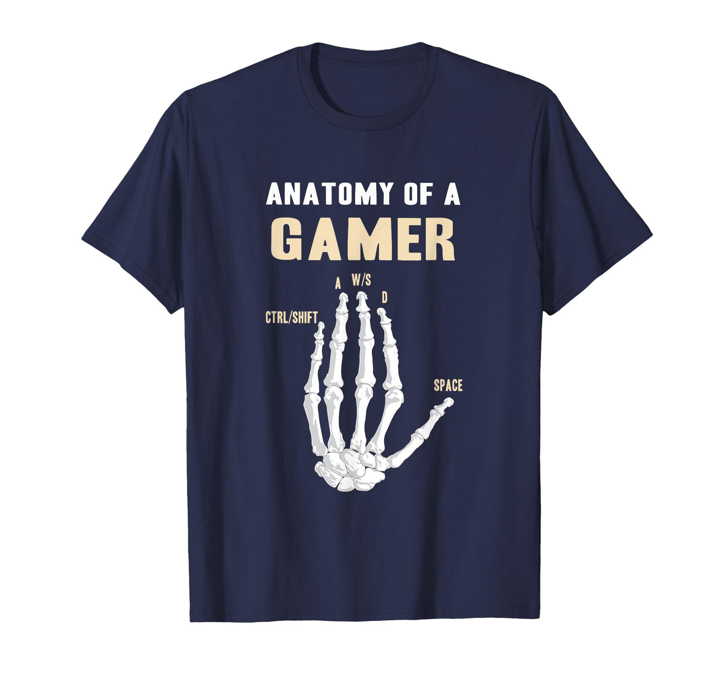 Skeleton Hand Anatomy of A Gamer Computer Gaming T-Shirt