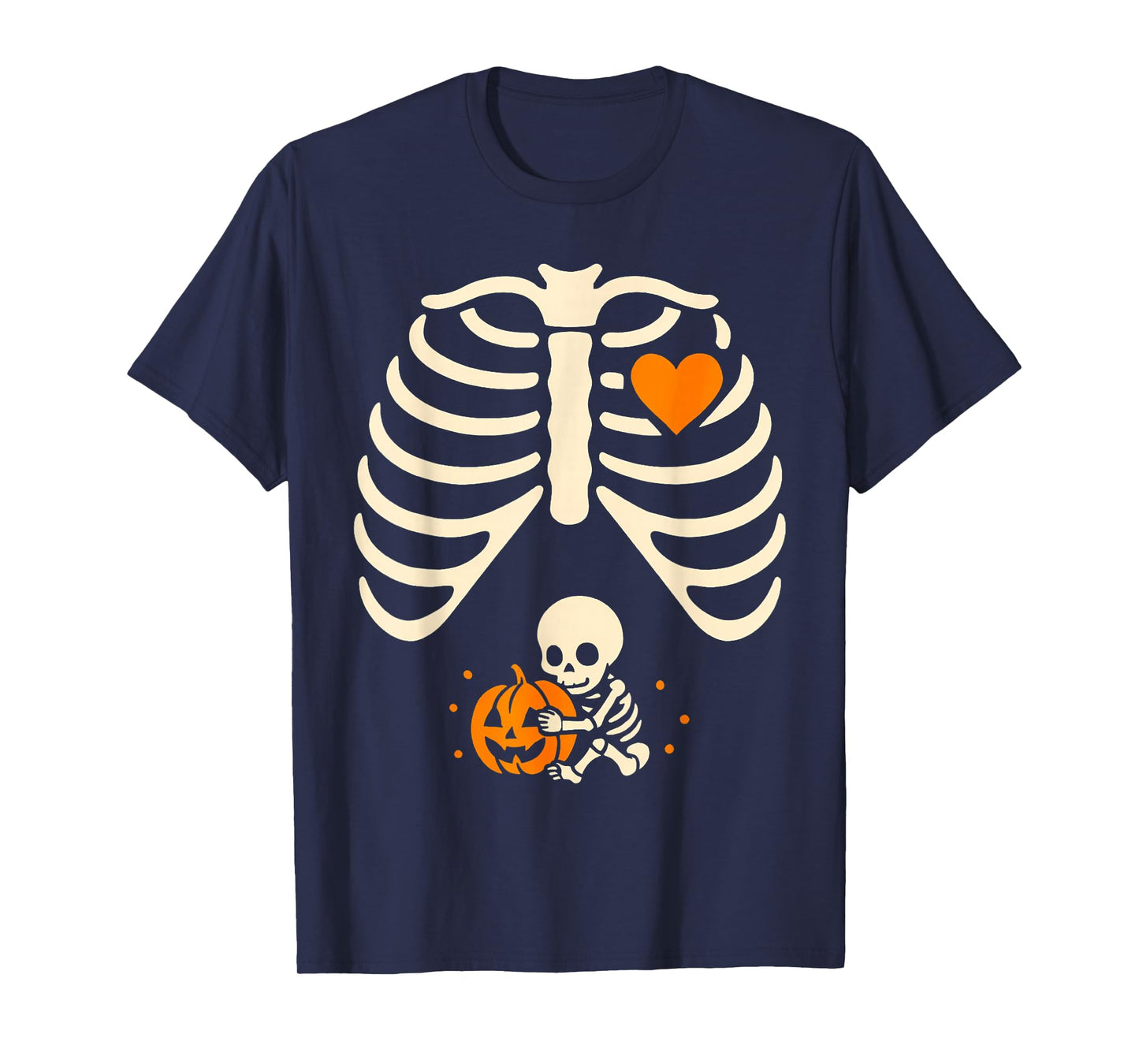 Funny Skeleton Baby Pregnant Xray Rib Cage Halloween Costume T-Shirt