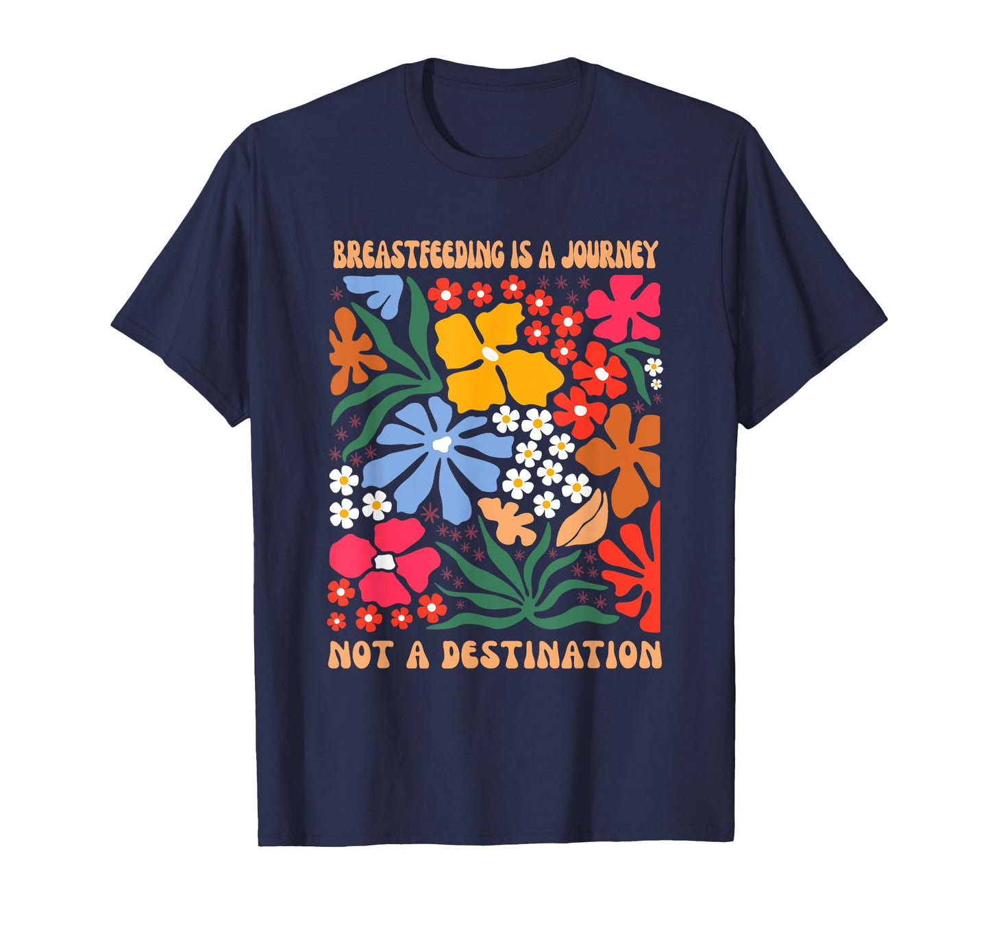 Lactivist IBCLC Breastfeeding Consultant Women's Floral Boho Black Crew Neck T-Shirt, Small, Short Sleeve
