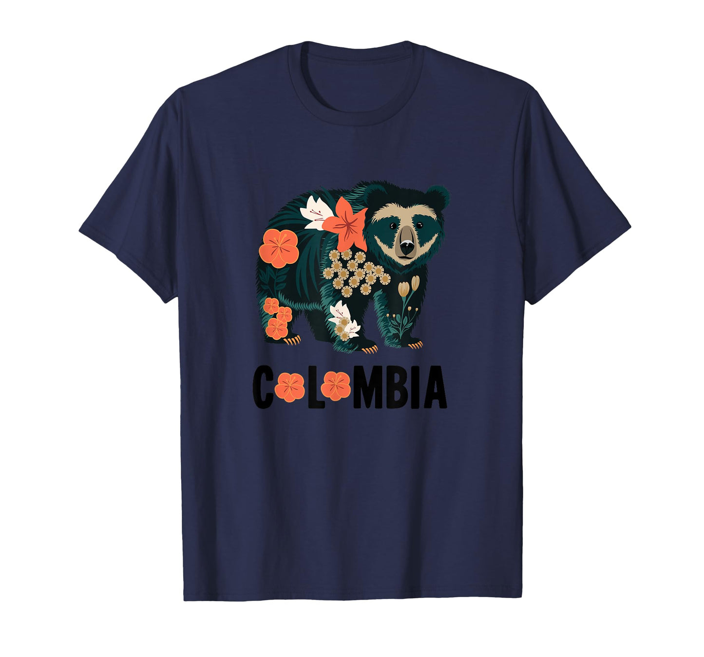 Spectacled Bear Colombia Floral Design - Colombian Nature T-Shirt