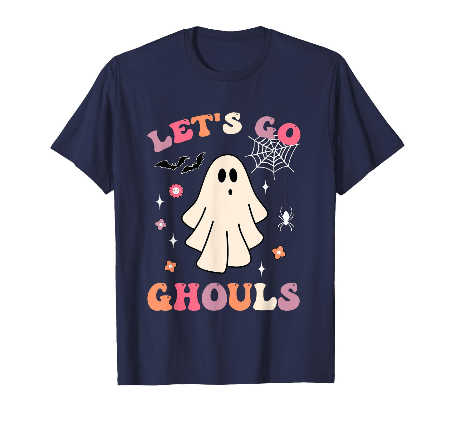 Groovy Let's Go Ghouls Cute Ghost Spooky Halloween Costume T-Shirt