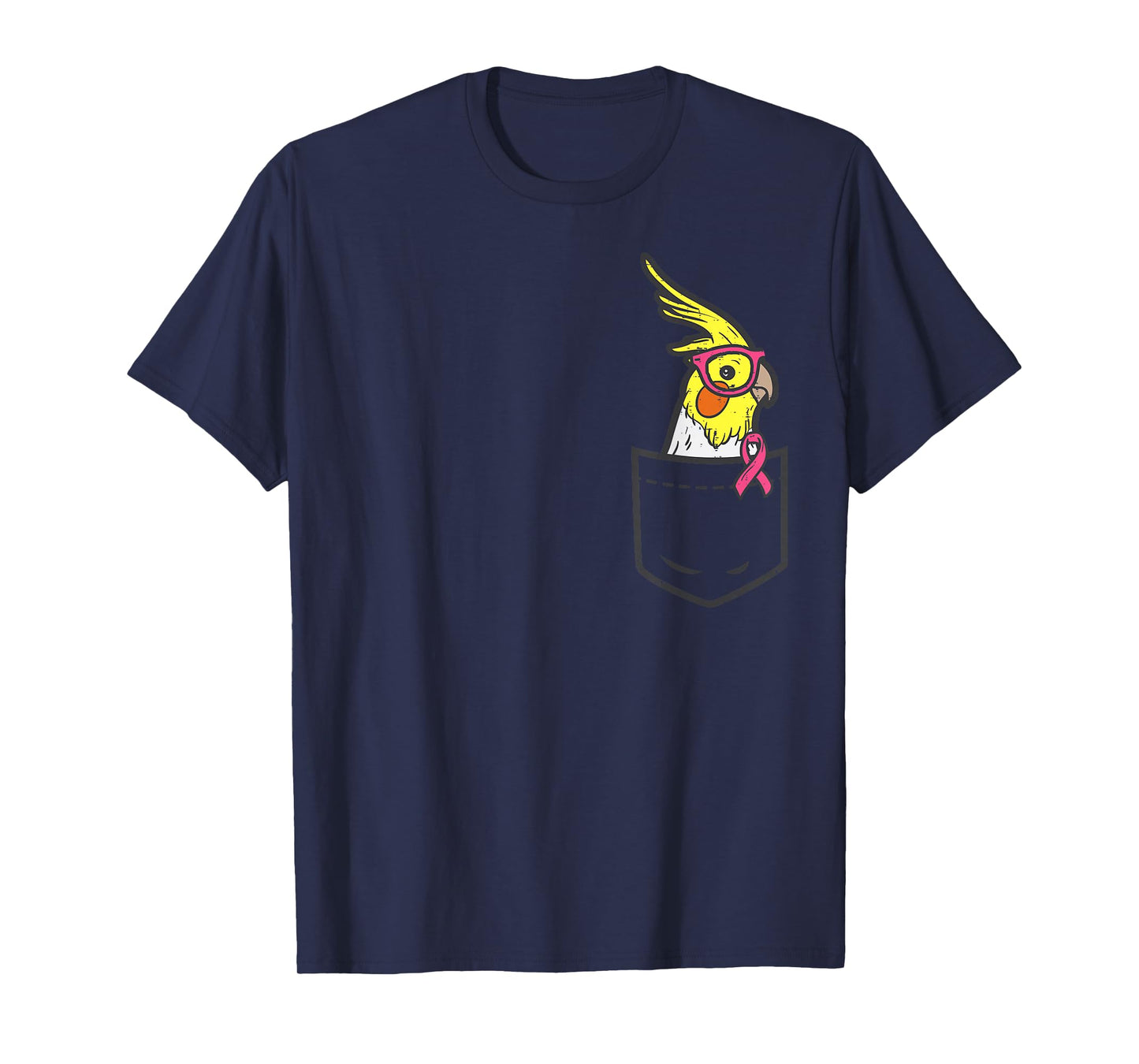 Pocket Cockatiel Bird Pink Ribbon Breast Cancer Awareness T-Shirt