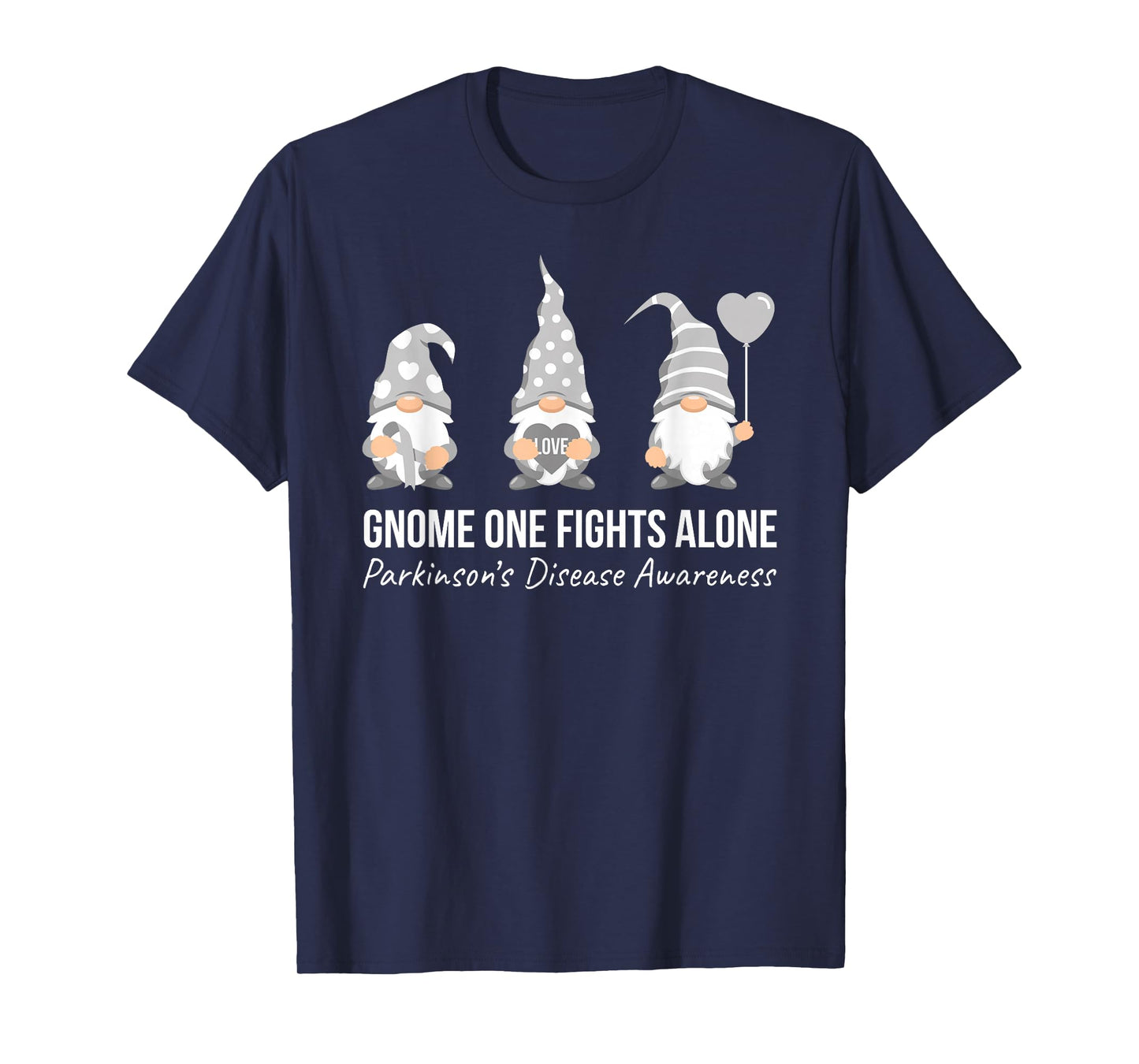 Gnome One Fights Alone T Shirt Parkinsons Awareness Ribbon T-Shirt